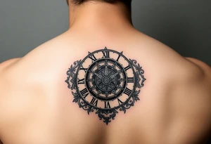 vintage roman numerals within ornate clockwork mechanism tattoo idea