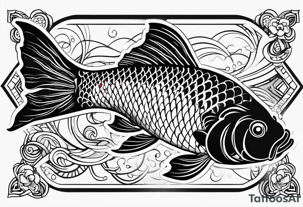 Koi fish with tribal background tattoo idea