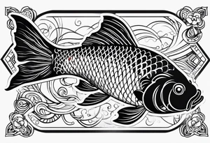 Koi fish with tribal background tattoo idea
