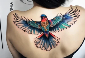 Flying bird on shoulder blade tattoo idea