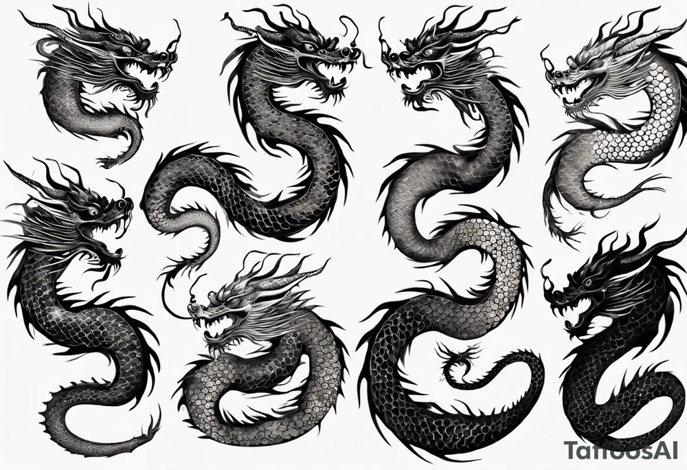 long chinese dragon with scales tattoo idea
