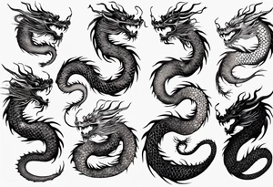long chinese dragon with scales tattoo idea