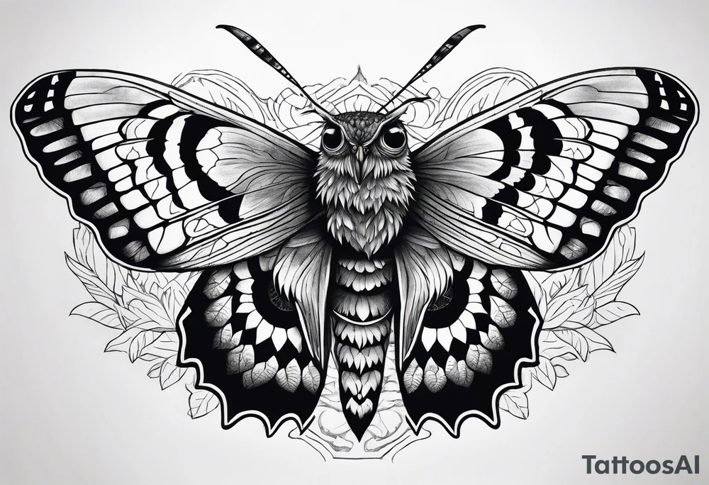 Dead head moth with owl eyes tattoo idea