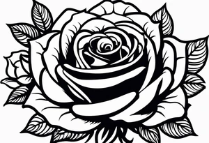 Bloomed rose with female body, kneeling tattoo idea