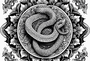Rattlesnake in a mandala black tattoo design tattoo idea