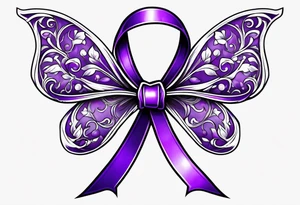 small purple cancer ribbon tattoo idea