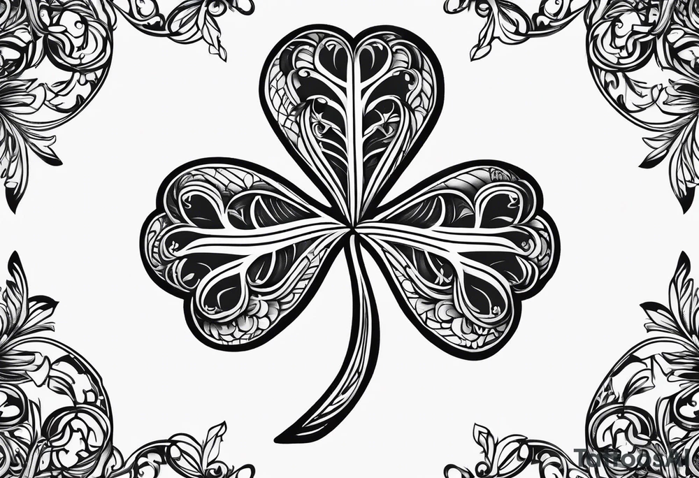 a single three leaf clover with vine tattoo idea