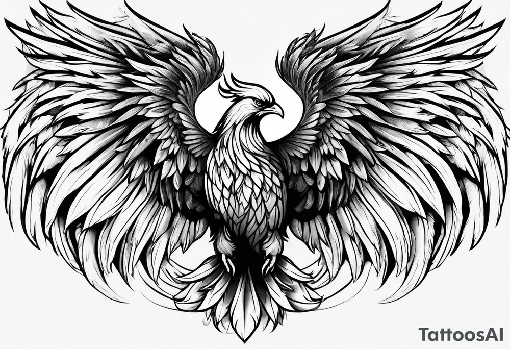 phoenix wings that makes a heart tattoo idea