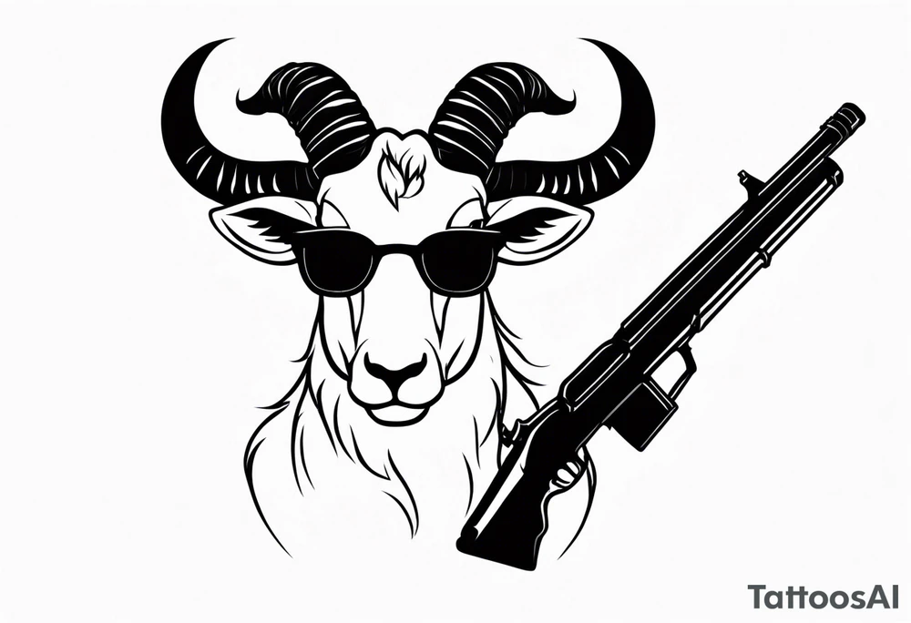 capricorn with sunglasses and shotgun tattoo idea