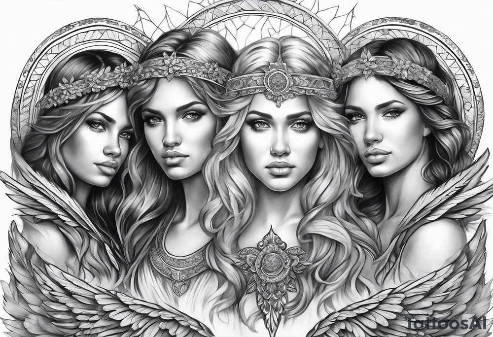 3 angels with halos tattoo idea