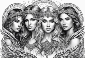 3 angels with halos tattoo idea