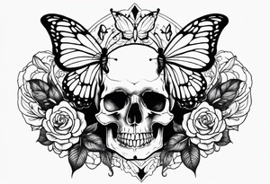 Skull with butterfly tattoo idea