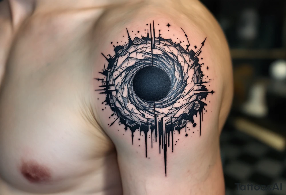 2 different worlds on both sides of a black hole tattoo idea