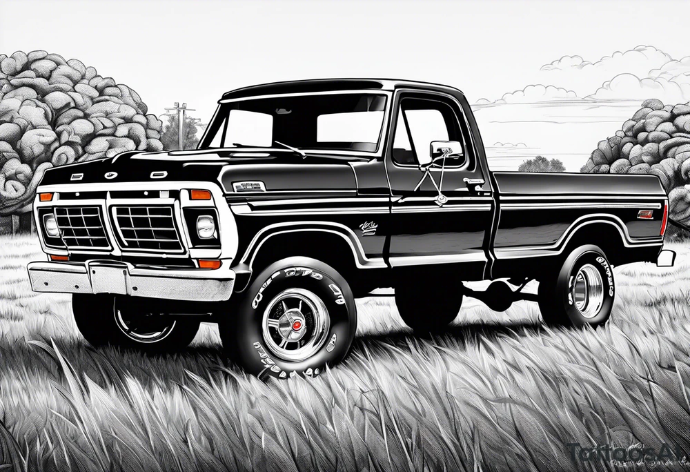 1974 ford f-100 in field tattoo idea
