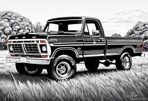 1974 ford f-100 in field tattoo idea
