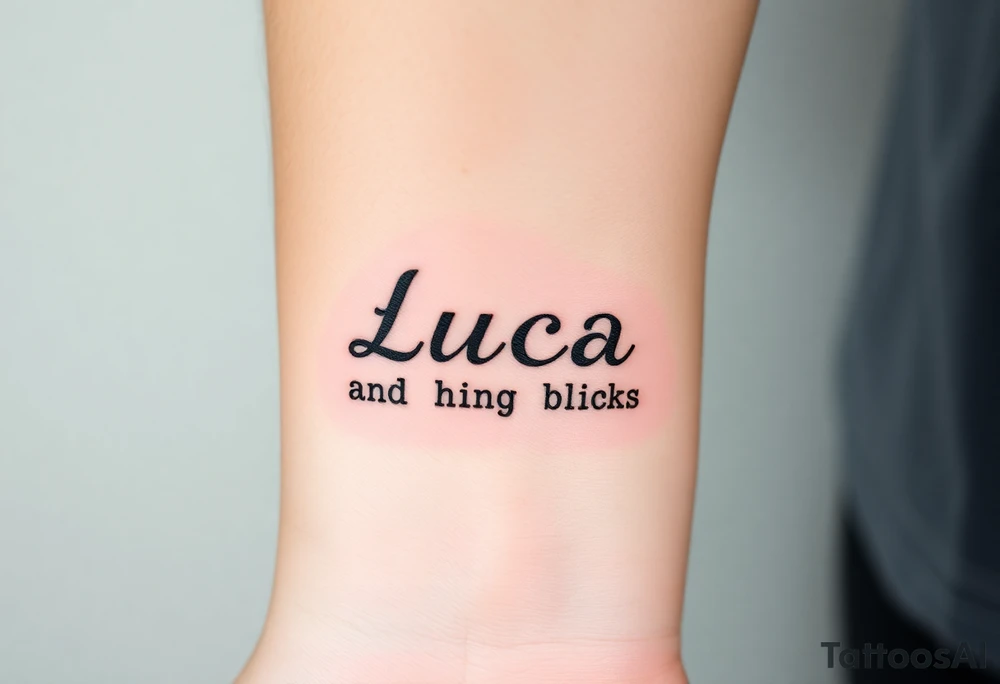 The name luca and building blocks tattoo idea
