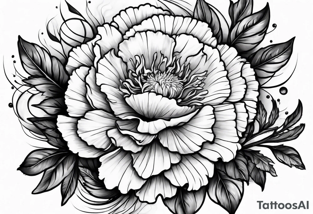 Carnation with sun and moon background tattoo idea