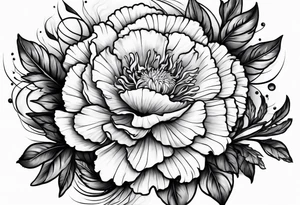 Carnation with sun and moon background tattoo idea