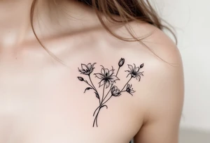 flower arrangement with spider lilies, tulip, cherry blossom tattoo idea