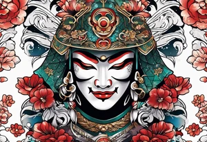 a Japanese style mask or helmet with samarui tattoo idea