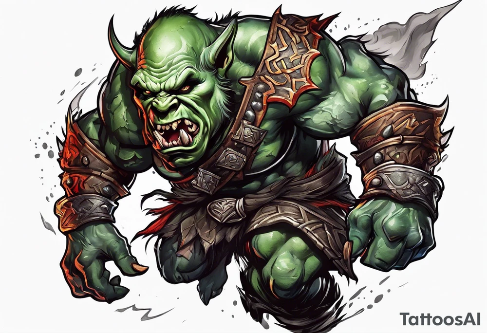 leaping orc tattoo idea