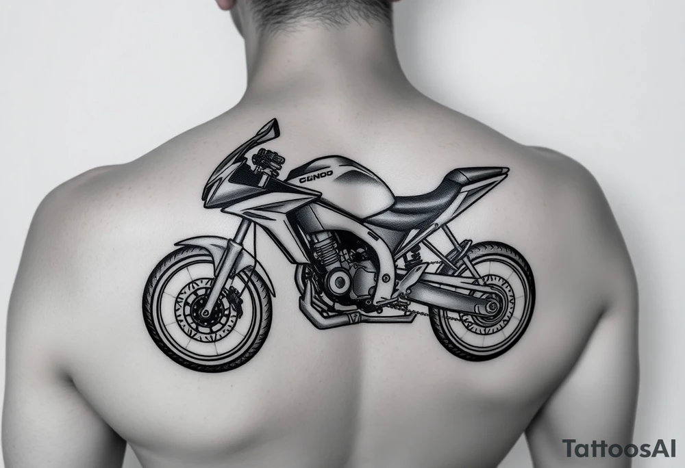 Honda cbr600 drawn minimally in a circuit board style tattoo idea