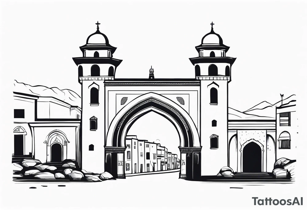 israel town gate vector tattoo idea