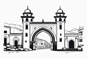 israel town gate vector tattoo idea
