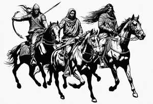 4 horseman of the apocalypse - Death, Famine, War, and Conquest tattoo idea