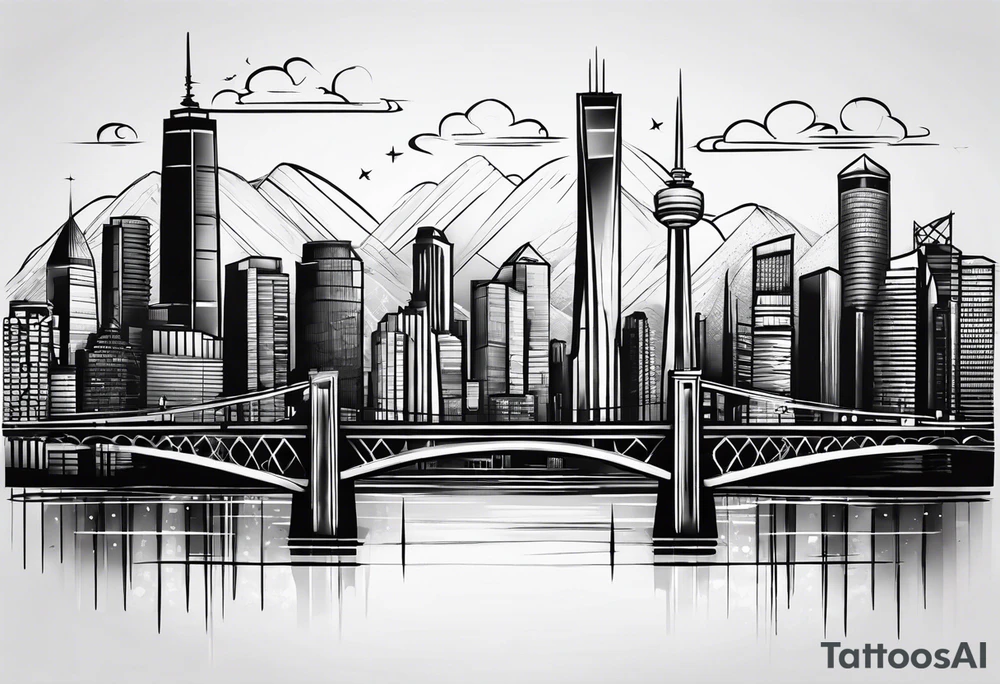 Skyline Black and white tattoo idea