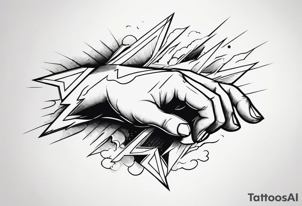 Lightning on hand tattoo idea