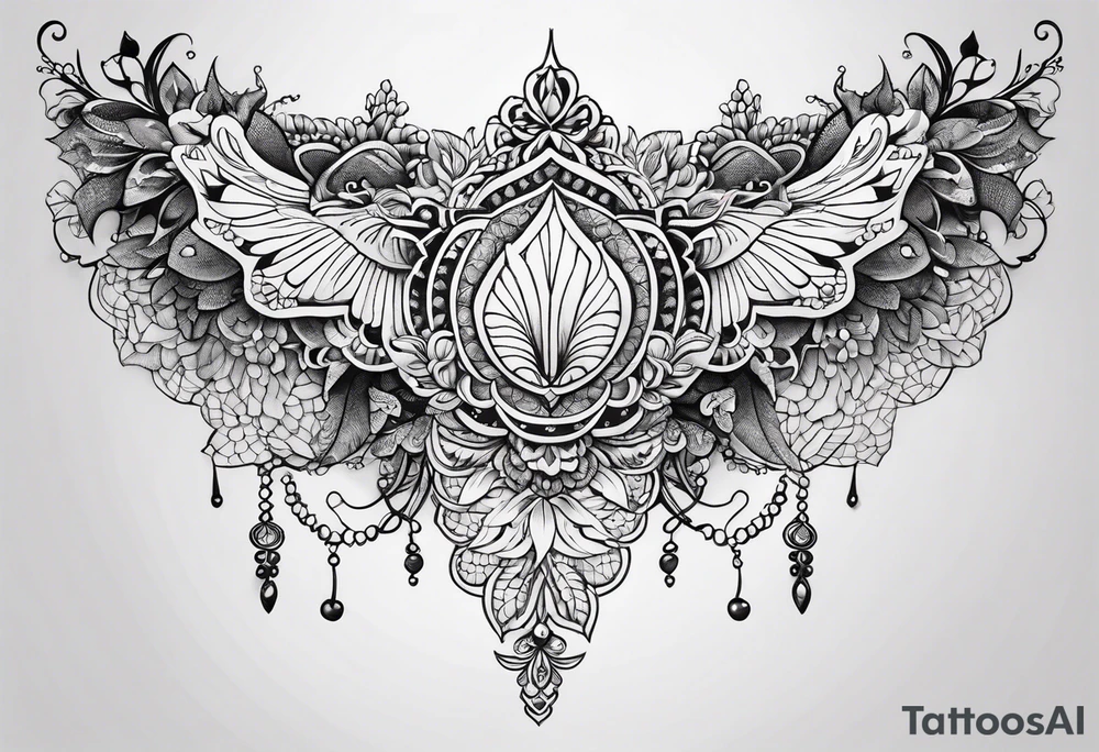 lace sternum tattoo idea