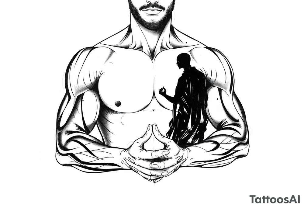 Meditating black figure tattoo idea