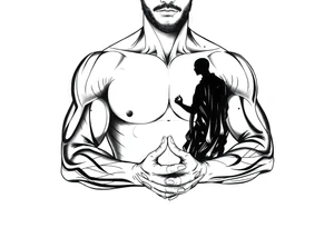 Meditating black figure tattoo idea