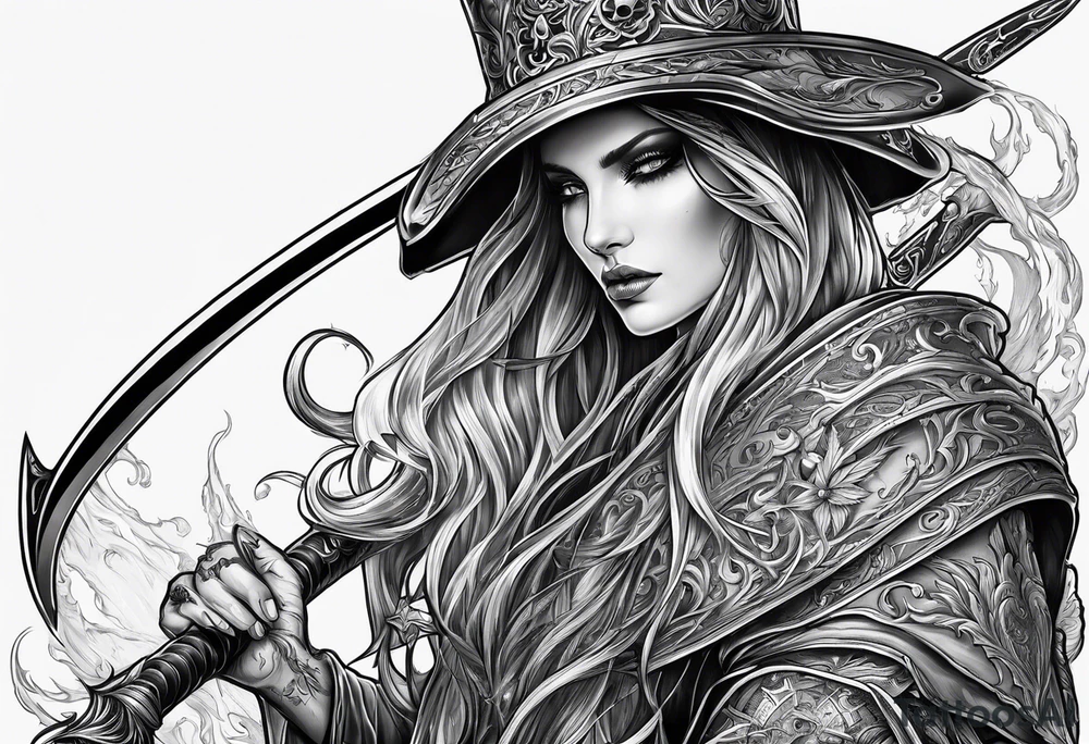 necromancer with Scythe tattoo idea