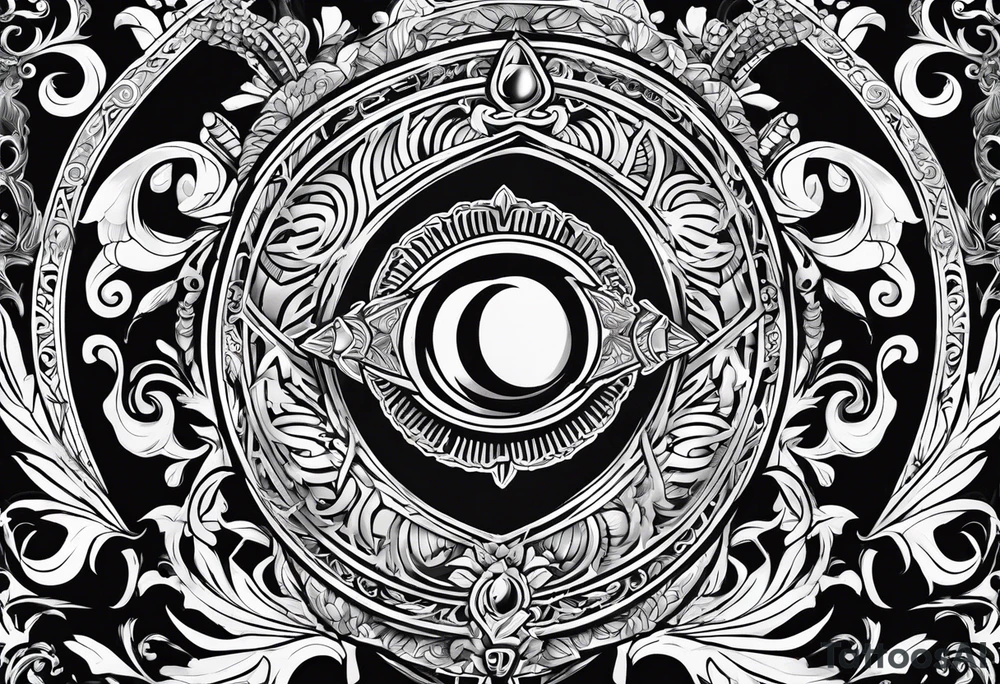 omega greek sign black magic style tattoo idea