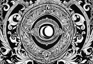 omega greek sign black magic style tattoo idea