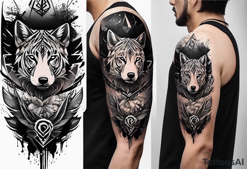 Please create a tattoo for men sleeve with below inspirations: 

1. Daughter born on a date 16 September 2023 
2. Inspiration that hard work pays off 
3. Respect your parents 
4. Time will change
5. Enjoy each and every moment 
6. Have faith tattoo idea