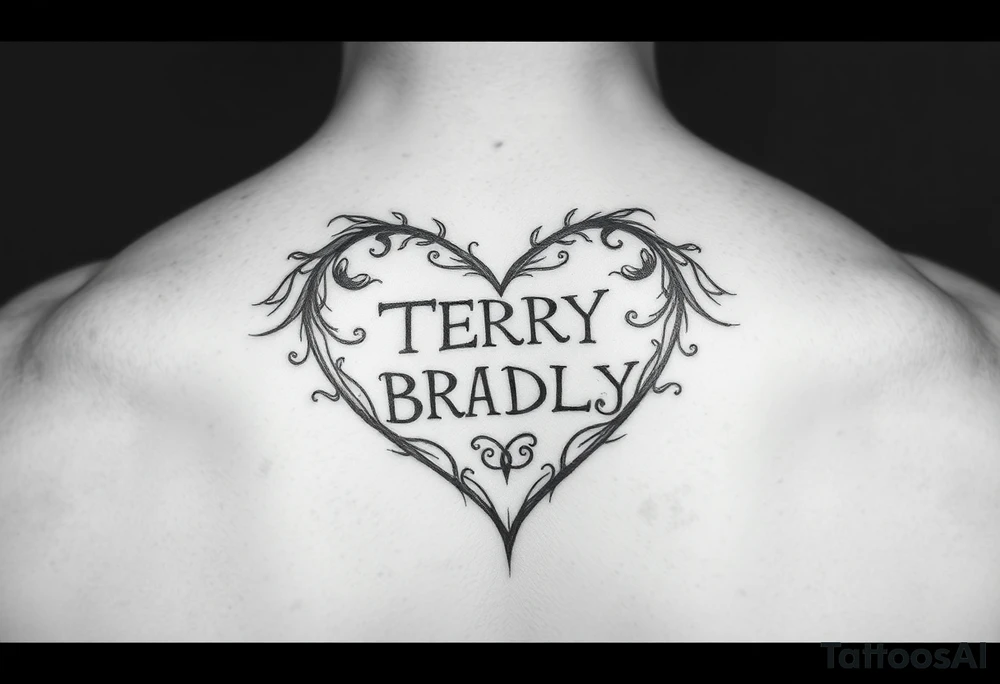 A heart shaped by the words TERRY BRADLEY tattoo idea