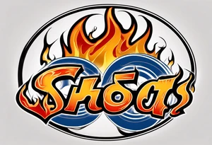 hockey puck with flames on it's side that says "SHOT SPORTS" tattoo idea