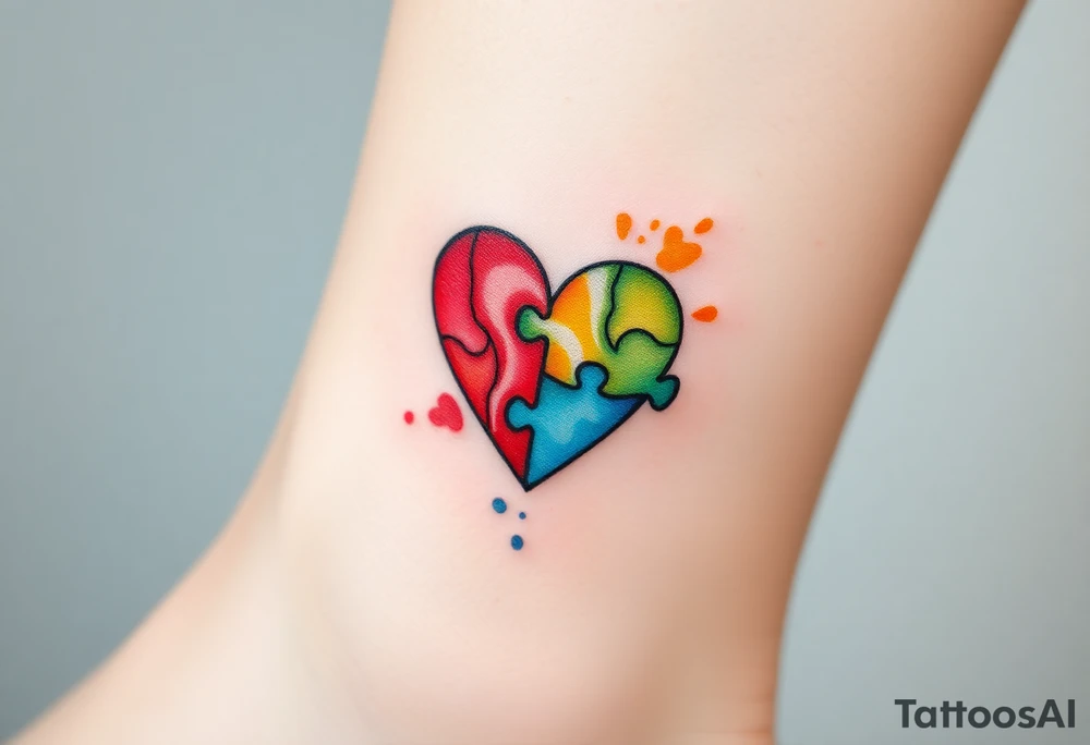 autism heart puzzle shape symbol tattoo idea
