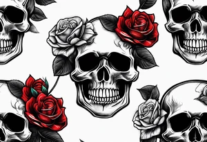 Roses stuffed inside a skull covered in smoke arms sleeve tattoo idea