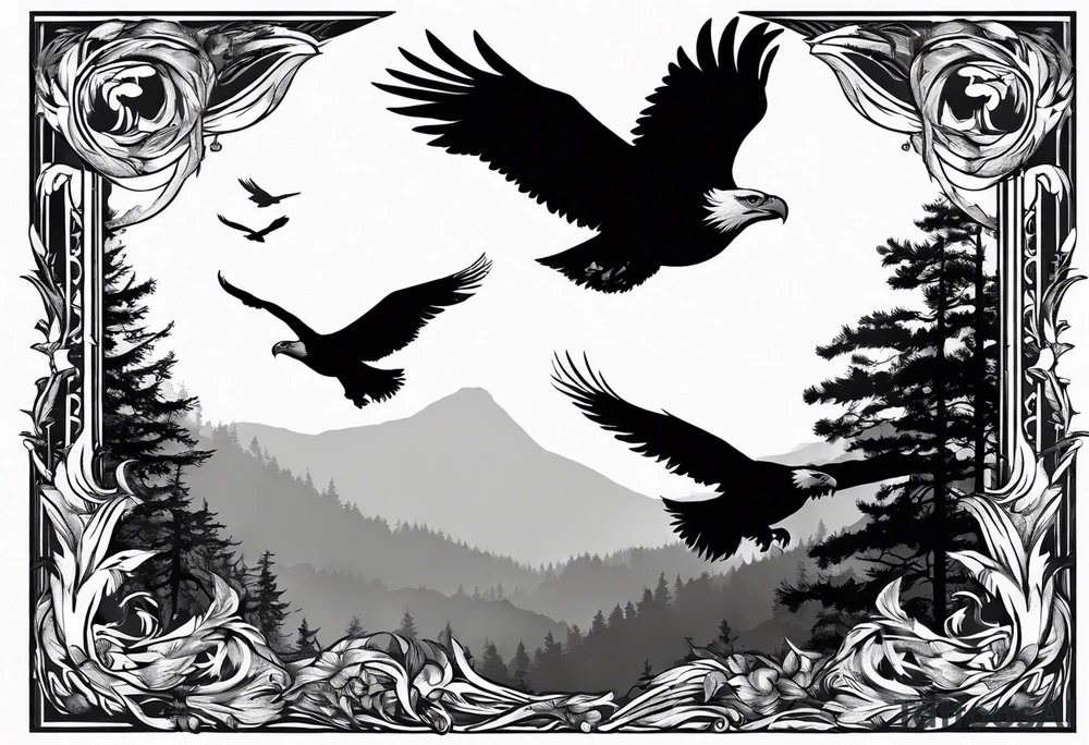 eagles in flight silhouette symbolizing Isaiah 40:31 tattoo idea