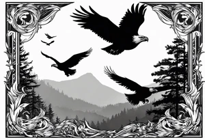 eagles in flight silhouette symbolizing Isaiah 40:31 tattoo idea