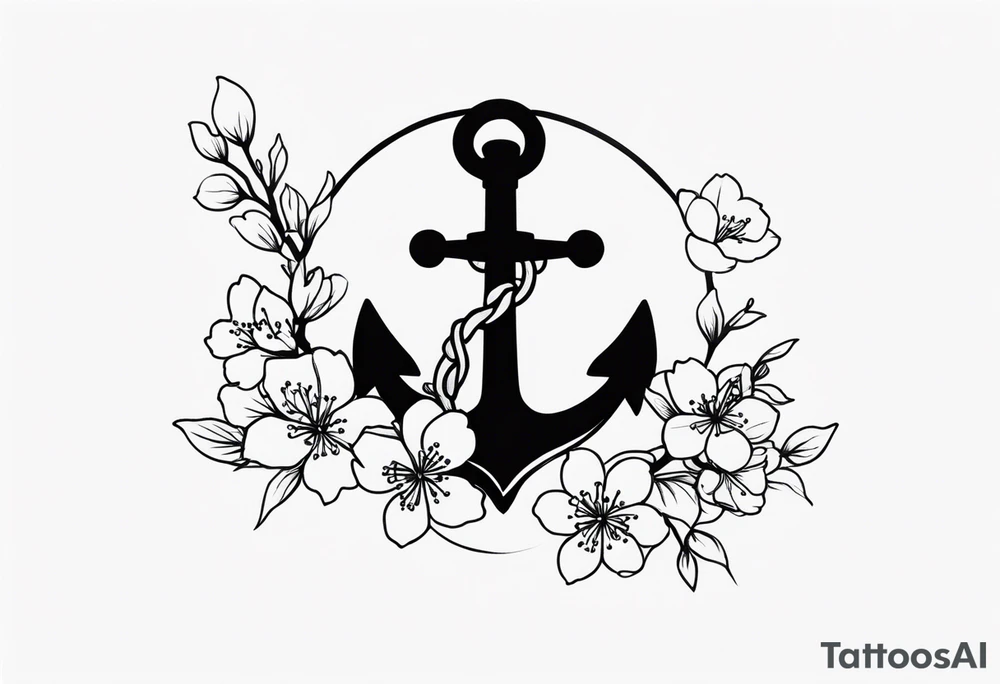 cherry blossom with anchor tattoo idea