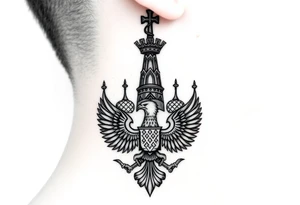 St. George 
3 russian imperial crowns above the Russian coat of arms double eagle
Russian sabre
The Kremlin or St. Basil's Cathedral scene 
on the side of my neck tattoo idea