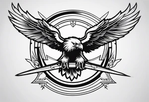 Eagle flying with sword in its claws tattoo idea