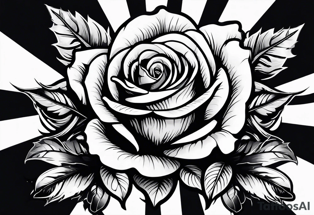 Rose combines with swords tattoo idea
