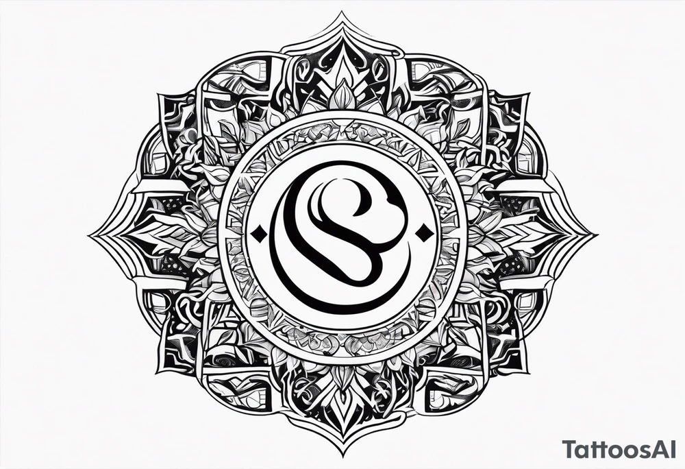 Arabic letter elif and sun symbol together tattoo idea