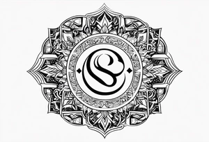 Arabic letter elif and sun symbol together tattoo idea